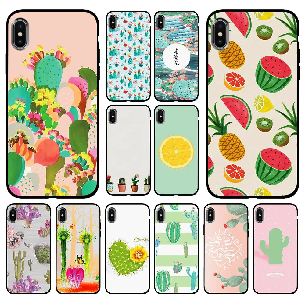 Красивый кактус граффити искусство Мягкий ТПУ чехол для Apple iPhone 6 6S 7 8 Plus 5 5S SE X XS MAX