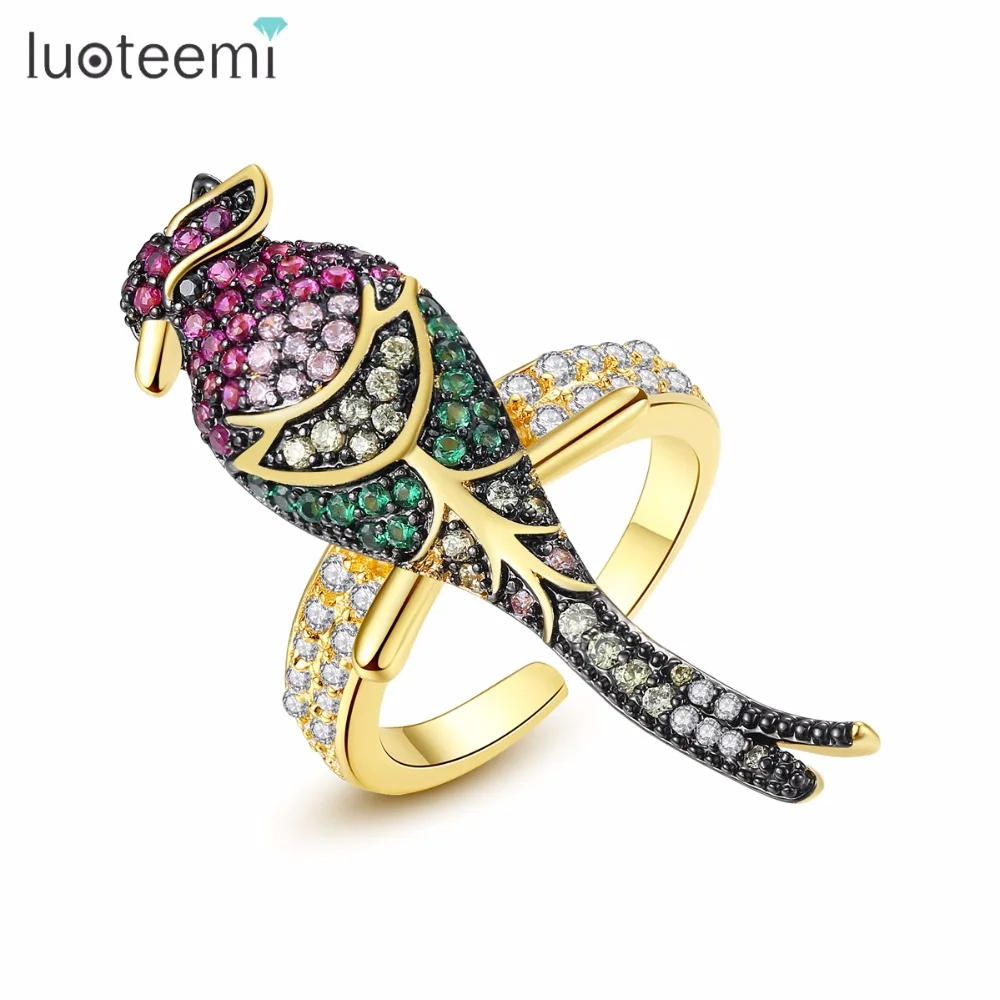 LUOTEEMI роскошное великолепное дорогое кольцо в форме птицы разноцветное для