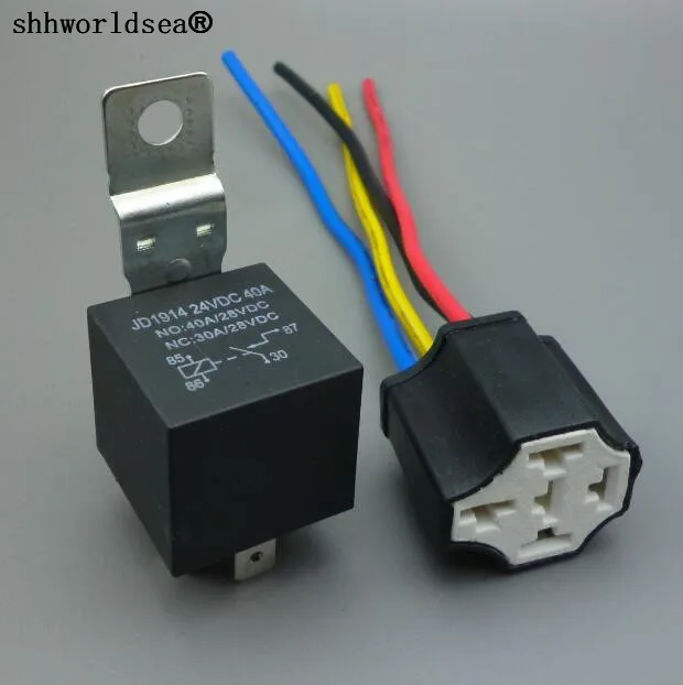 

shhworldsea 12V 24V 40A Auto Automotive Relay Socket 40A 4 Pin 5Pin with Wires