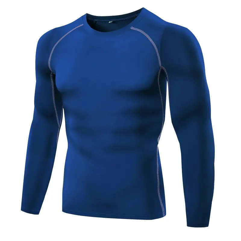 Мужская компрессионная тренировочная рубашка Рашгард фитнес с длинными рукавами базовый слой кожа