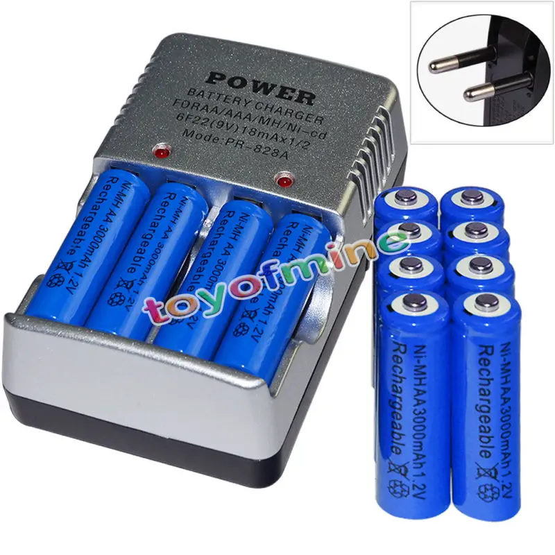 12x AA 3000mAh 1.2В батареи ni-mh аккумуляторная батарея синий + 1x смарт-зарядное
