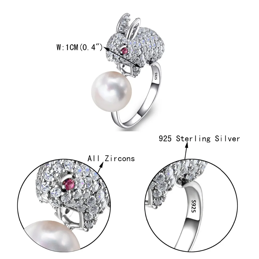 Кольцо с кроликом для женщин кольцо вечеринок из серебра 925 пробы кубическим