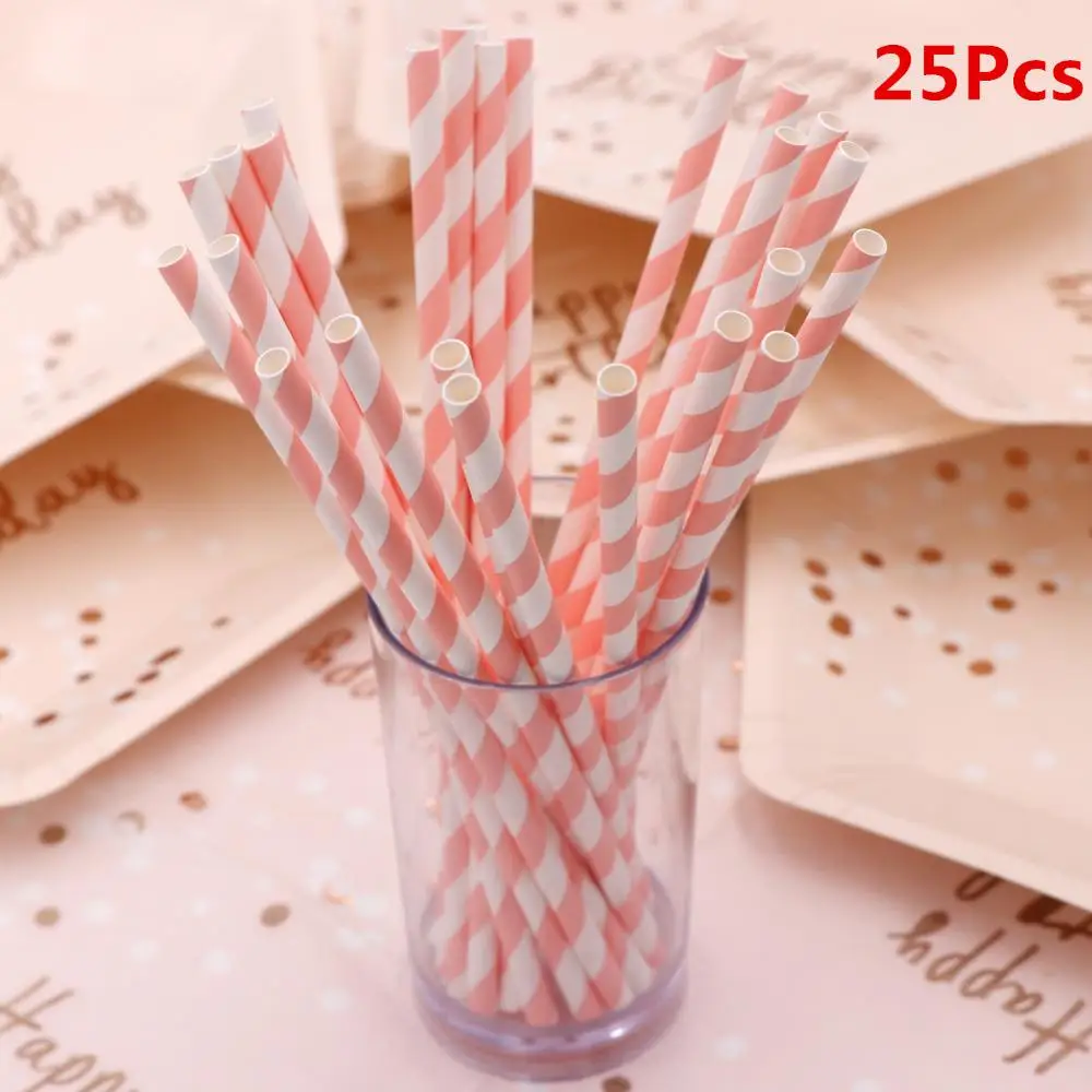 LPK Straw OurWarm, розовая фольга, Золотая одноразовая посуда, набор, бумажные тарелки, чашки, вечерние, одноразовые столовые приборы, наборы для дня рождения, дома, сбора, барбекю - Цвет: LPK Straw