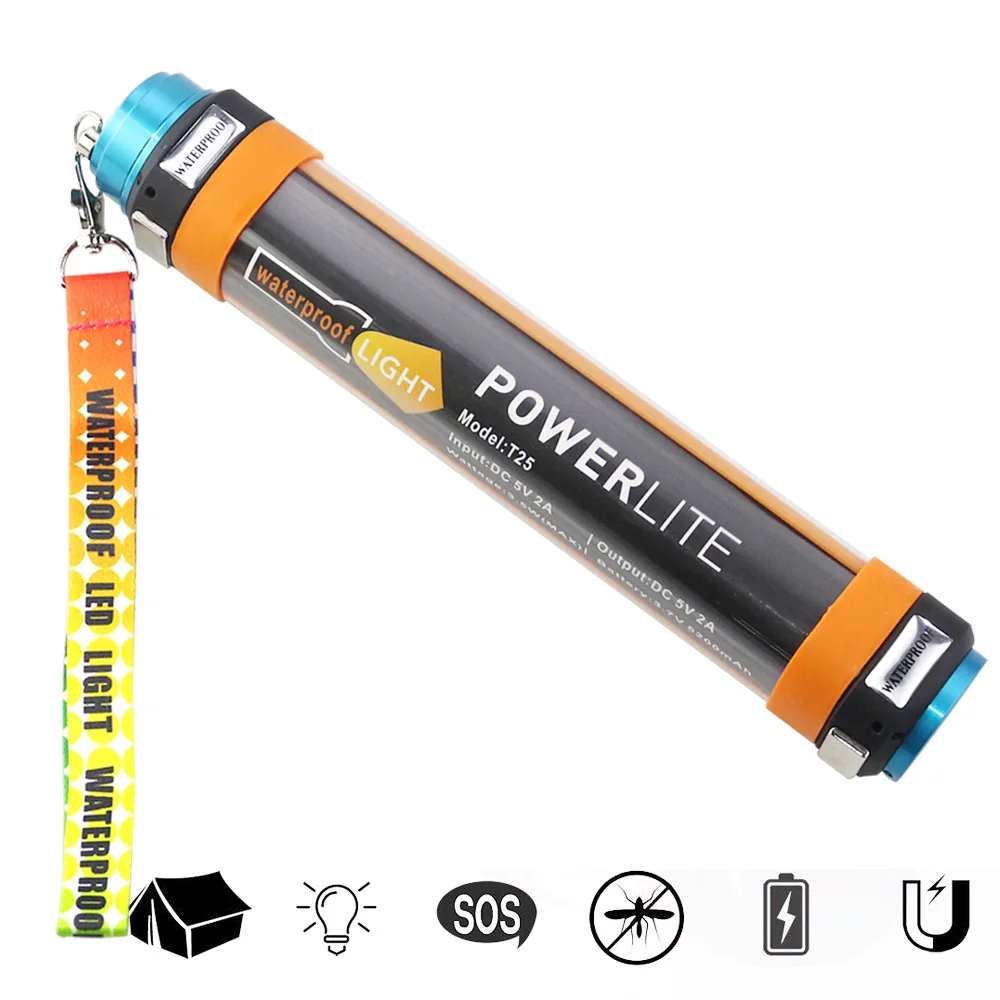 

USB Rechargeable Camping Lanterns Powerbank Portable Lighting IP68 Waterproof Outdoor Flashlight Emergency Led Light
