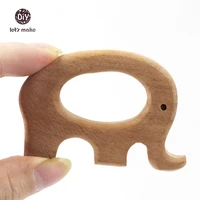 lets make 10pcs beech wooden elephant pendant wooden teether ring wooden toy hand cut diy accessories charms baby teether