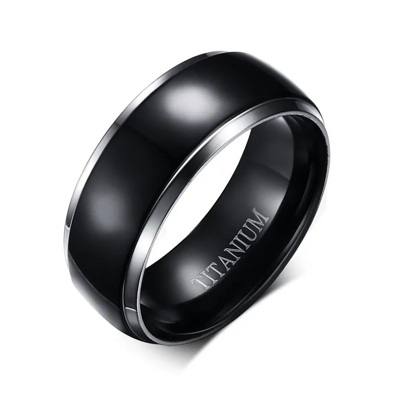 Vnox Титан кольцо Для мужчин Jewelry классический черный 8 мм бойфренд подарок - Цвет основного камня: Серебристый
