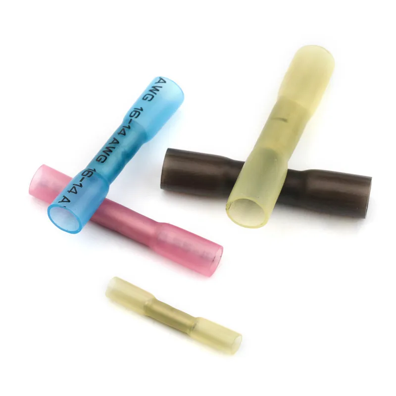 

200Pcs 5 Sizes AWG 22-10 Heat Shrink Butt Splice Connectors Terminals Crimp Cable Wire Terminals Assortment Kit