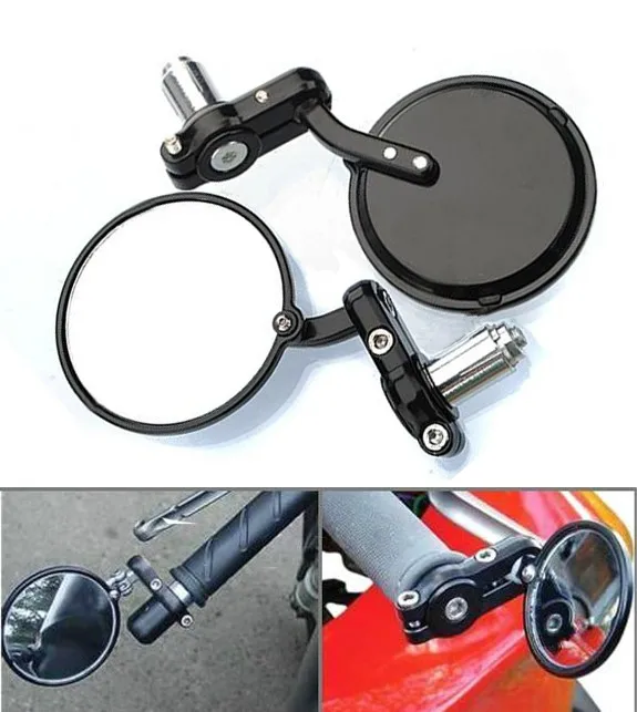 Змеиной Черный Бар Конец Зеркала Раунд 3 &quotвыпуклое Зеркало 7/8&quot для Honda CB 125 350 400