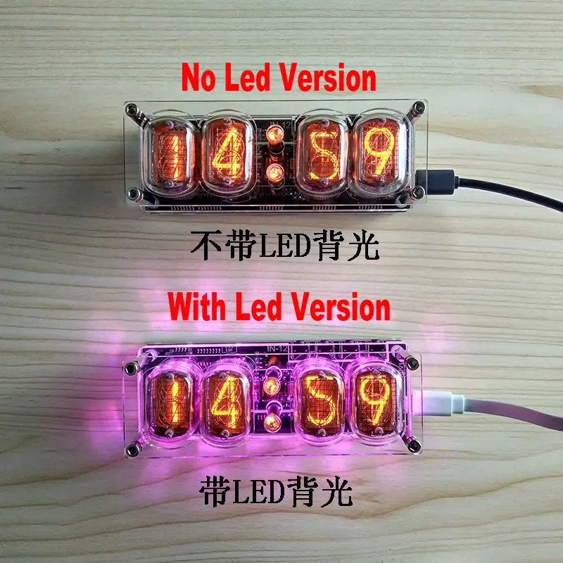DIY 4 бит RGB светодиодный свечение цифровая плата часов Nixie трубка часы комплект DIY электронные настольные часы в стиле ретро RGB трубка в комплект не входит