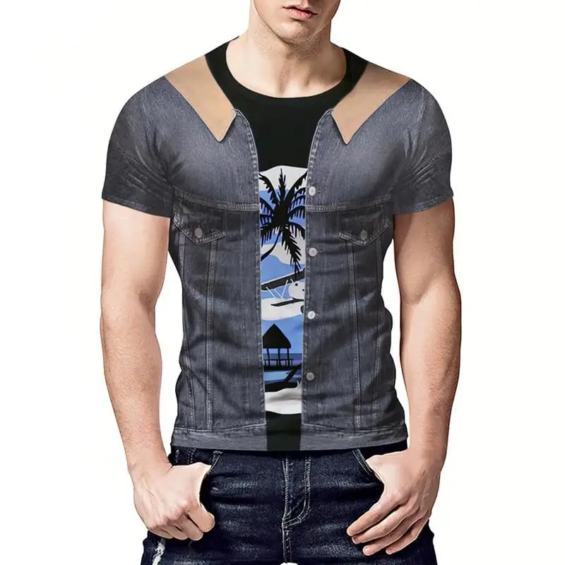 Имитация 2 шт Мышцы Грудь 3D футболка мужские футболки топы Летняя Camisa Masculina