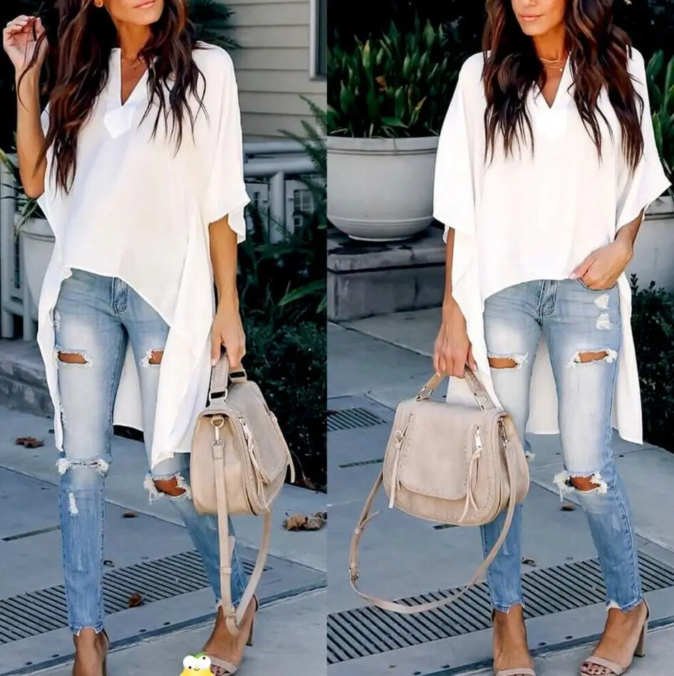 Слоновая кость Summer Chiffon Tops Women Blouses Vintage Colors Casual Ruffles Flare Large Elegant Loose Befreee Boho Plus Sizes Shirts - Цвет: Слоновая кость