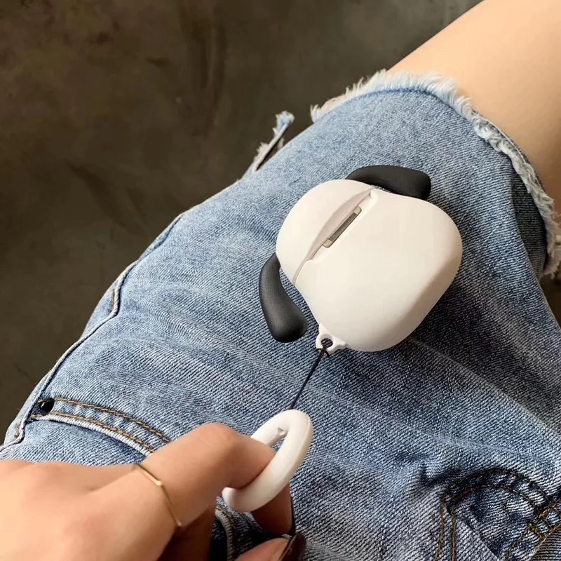 Мягкий силиконовый белый немой черный стерео уши щенок Airpods защитный чехол