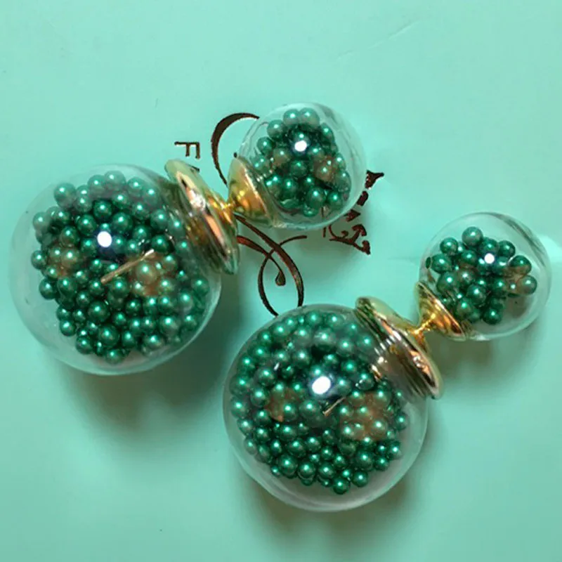 2016 корейские новые модные женские Двухсторонние серьги-гвоздики с пенными