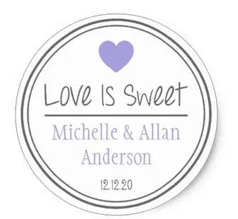

1.5inch Love Is Sweet The New Mr. & Mrs. (Purple Gray) Classic Round Sticker