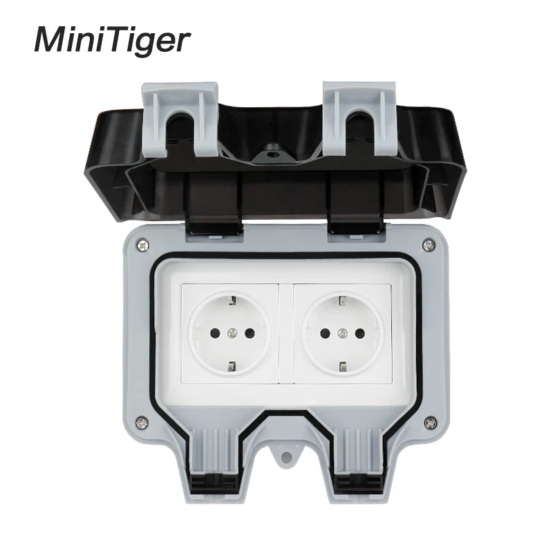 Minitiger IP66 Водонепроницаемая наружная настенная розетка с защитой от атмосферных