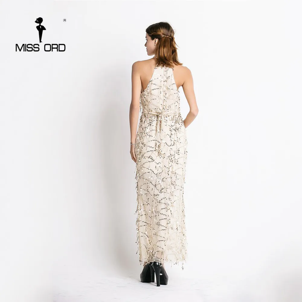 Платье с золотыми блестками Missord сексуальное платье без рукавов круглым вырезом