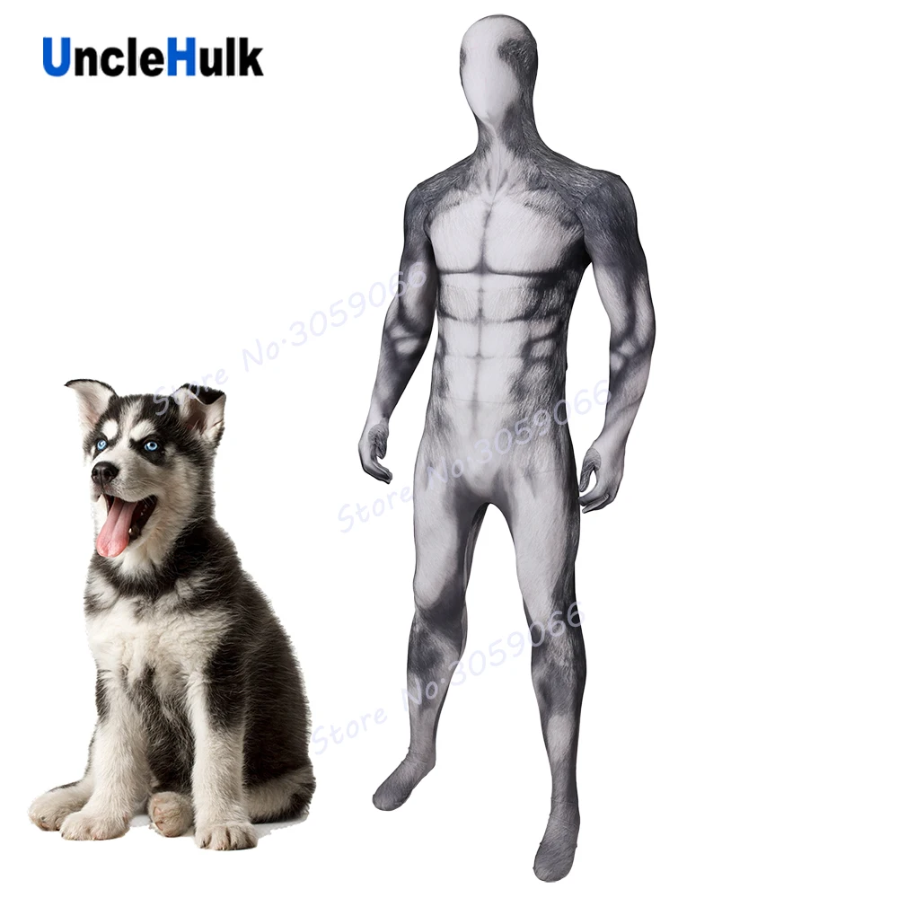 Костюм для Хэллоуина из спандекса с собакой зентай Хаски | UncleHulk|