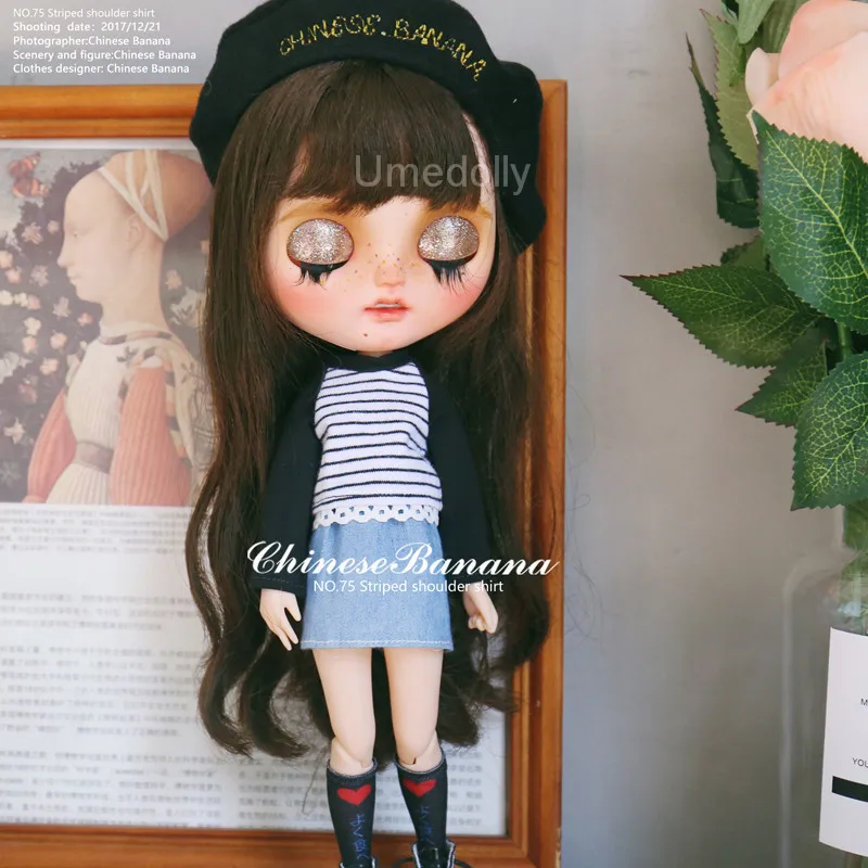 1 шт 1/6 кукла модная полосатая футболка с длинными рукавами для Blyth Licca azone