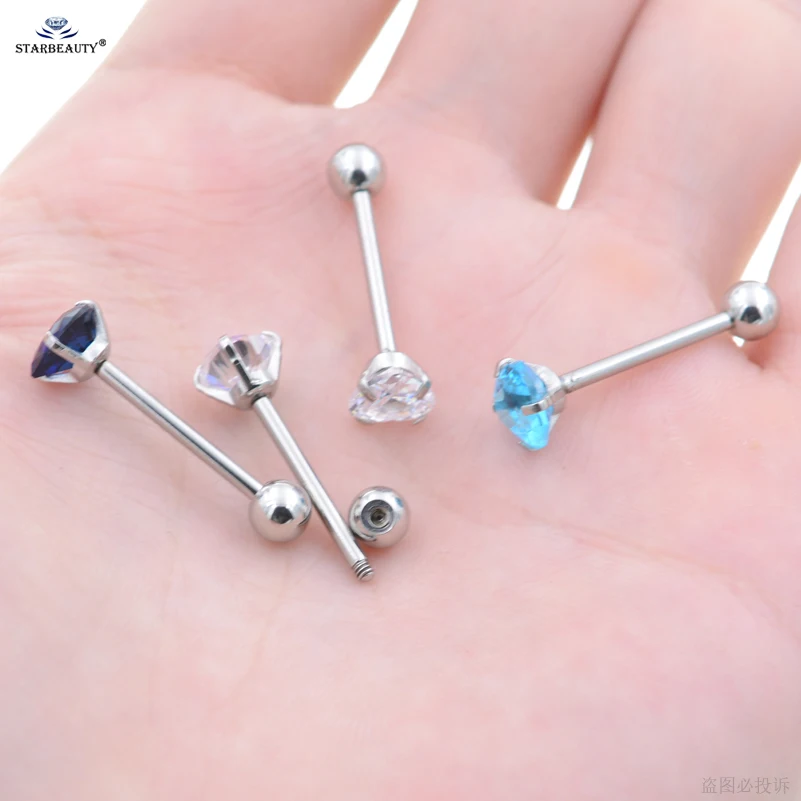 1 шт., голубое сердце Bijoux, радужная Роза, пирсинг языка, кольца для языка, нержавеющая сталь, кольцо для сосков, спираль, пирсинг, ювелирные изделия lengua