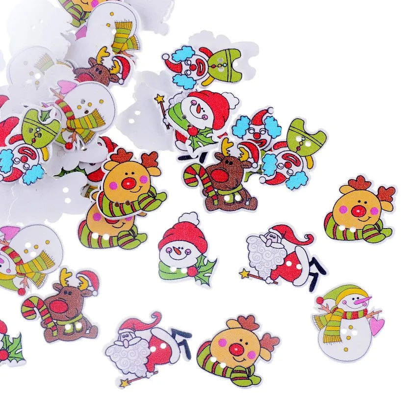 Бесплатная доставка 100 шт. Случайные Смешанные рождественские деревянные