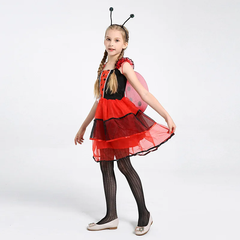 New Baby Girls Cartoon Ladybug Dresses Children Cosplay Princess Dress Kids Fancy Party Halloween Costume Clothes 3-7 Y vestido | Детская