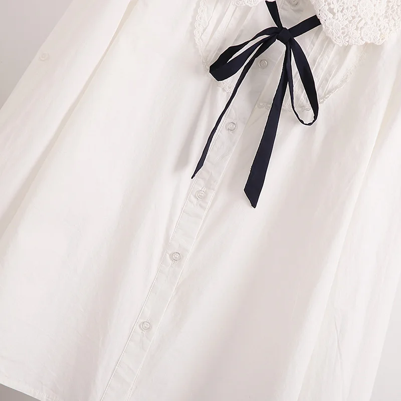 Женская милая блузка в консервативном стиле с воротником Питер Пэн хлопковая