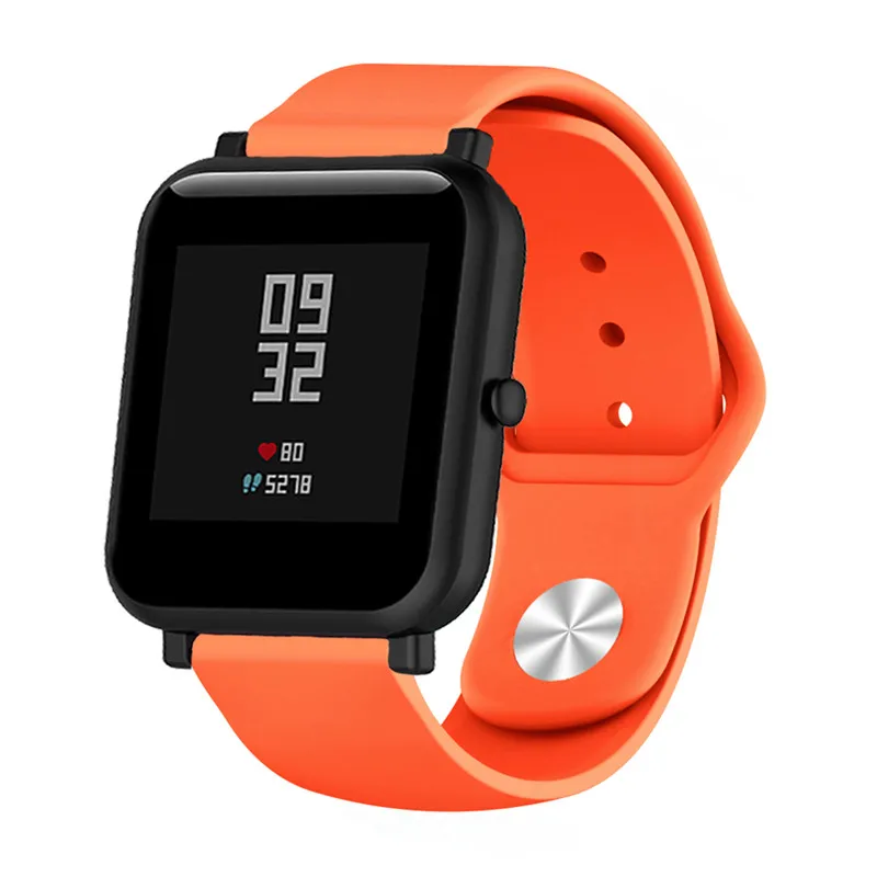 Orange SkeYou силиконовый ремешок для часов Xiaomi Huami Amazfit Bip ремешок 20 мм ремешок для часов Mijia для Garmin vivoactive 3 - Цвет: Orange