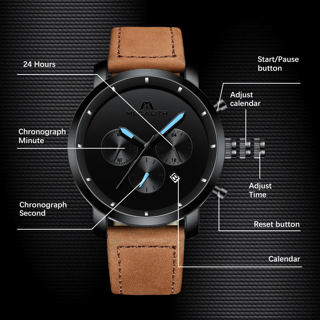 Мегалитическая Лидер продаж Reloj Hombre мужские наручные часы кварцевые Наручные