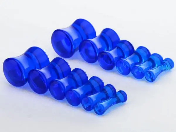blue 12 шт./лот, акрил, светится в темноте, ушной конус, затычка для ушей, растягивающаяся, двойная вспышка, твердая спираль, пирсинг для ушей, 7 цветов - Окраска металла: blue