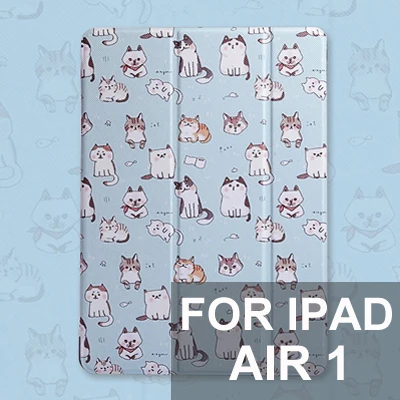 Чехол для планшетов для iPad Mini 1 2 3 4 с милым котиком, чехол с подставкой для iPad Air 1 2, чехол-книжка с функцией автоматического пробуждения и сна - Цвет: For iPad air 1