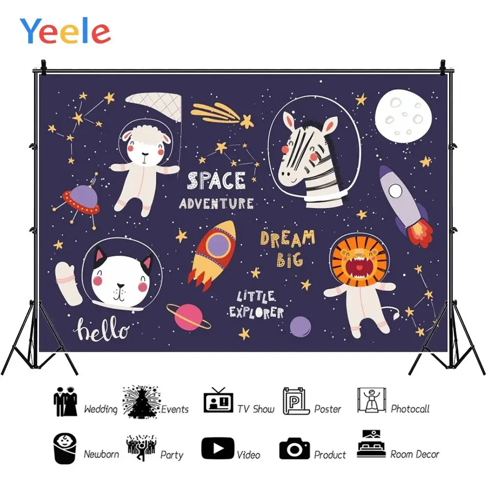 Фоны для фотосъемки на день рождения Yeele Space Satellite Animal Rocket Explorer|Фон фотосъёмки| |
