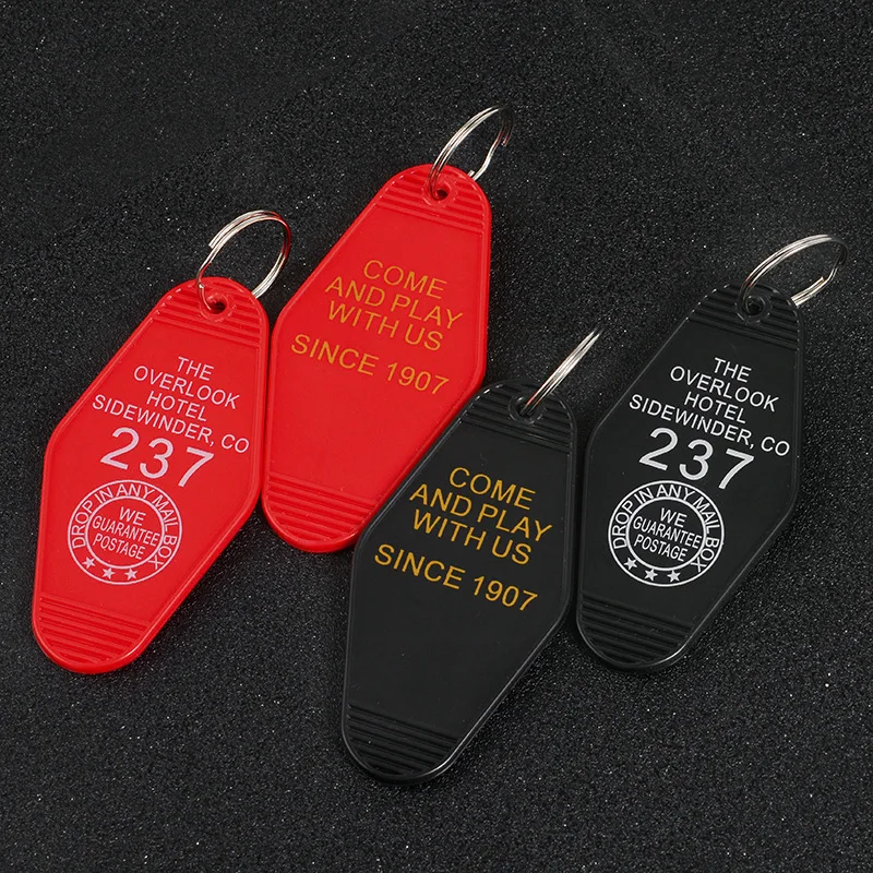 

EUBFree 12pcs Overlook Hotel Room 237 Keychain Black Red Keyring Horror Film Key chains Accessories Jewelry Gift for friends