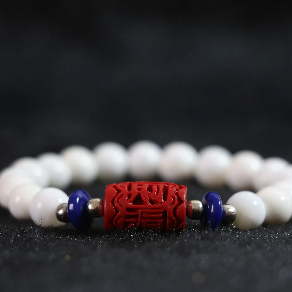 8 мм круглая натуральная белая раковина с трубкой красные бусины Cinnabar для женщин