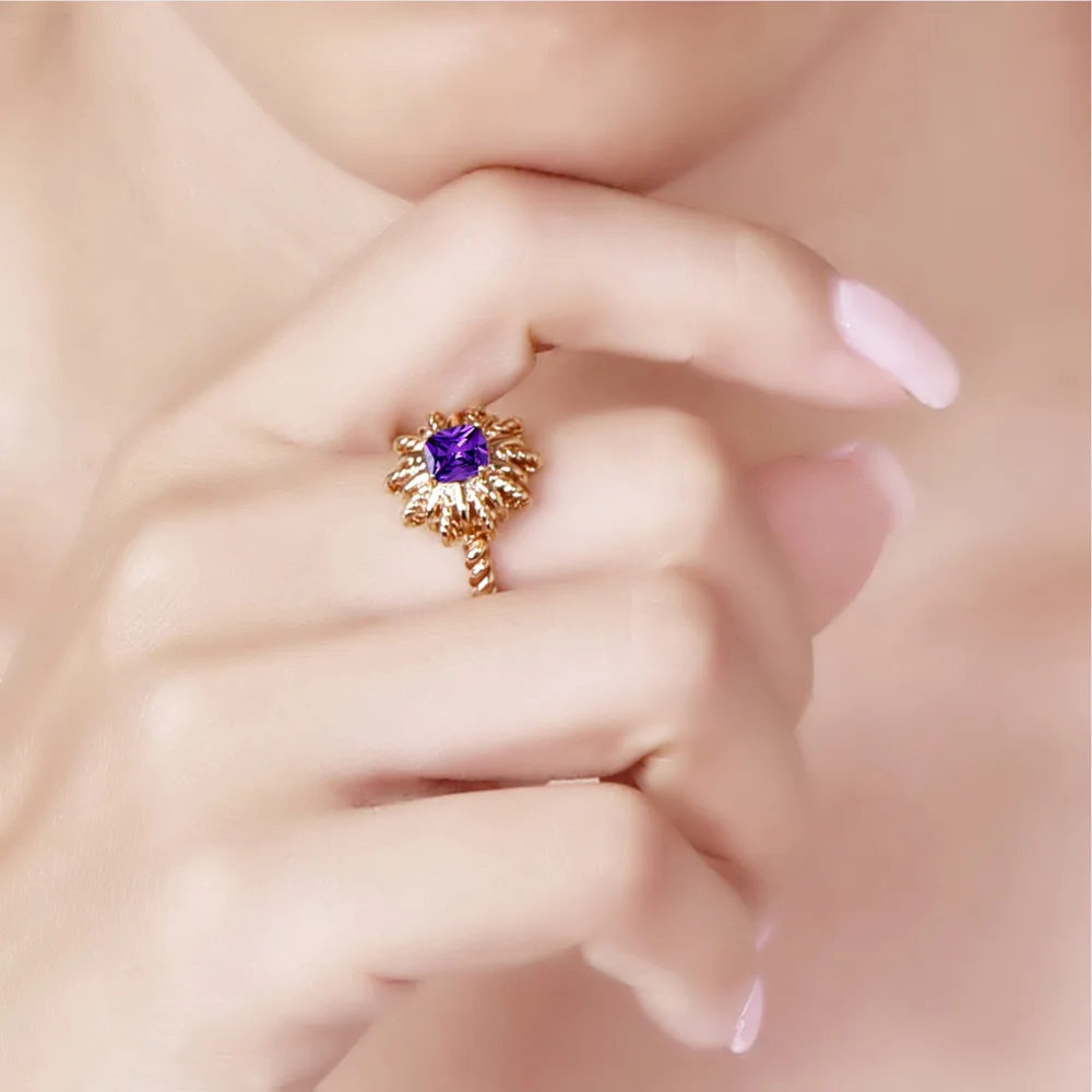 lingmei New Arrival Square Cut Multi &amp Purple Cubic Zirconia GoldRing Size 6-9 Party Popular Women Jewelry | Украшения и