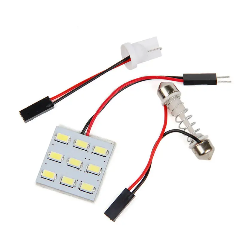 Автомобильная интерьерная лампа 9 SMD 5630 LED T10 BA9S купольная Светодиодная панель 12V