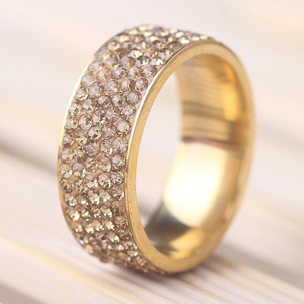 free shipping Gold Crystal Jewelry Free Shipping Wholesale Color Stainless Steel Weddind Rings for women | Украшения и аксессуары
