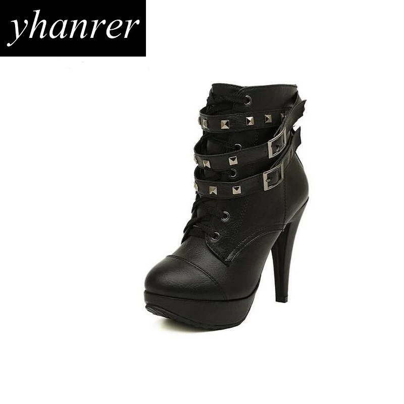 2017 г. Новые однотонные Ботинки Martin на высоком каблуке с заклепками