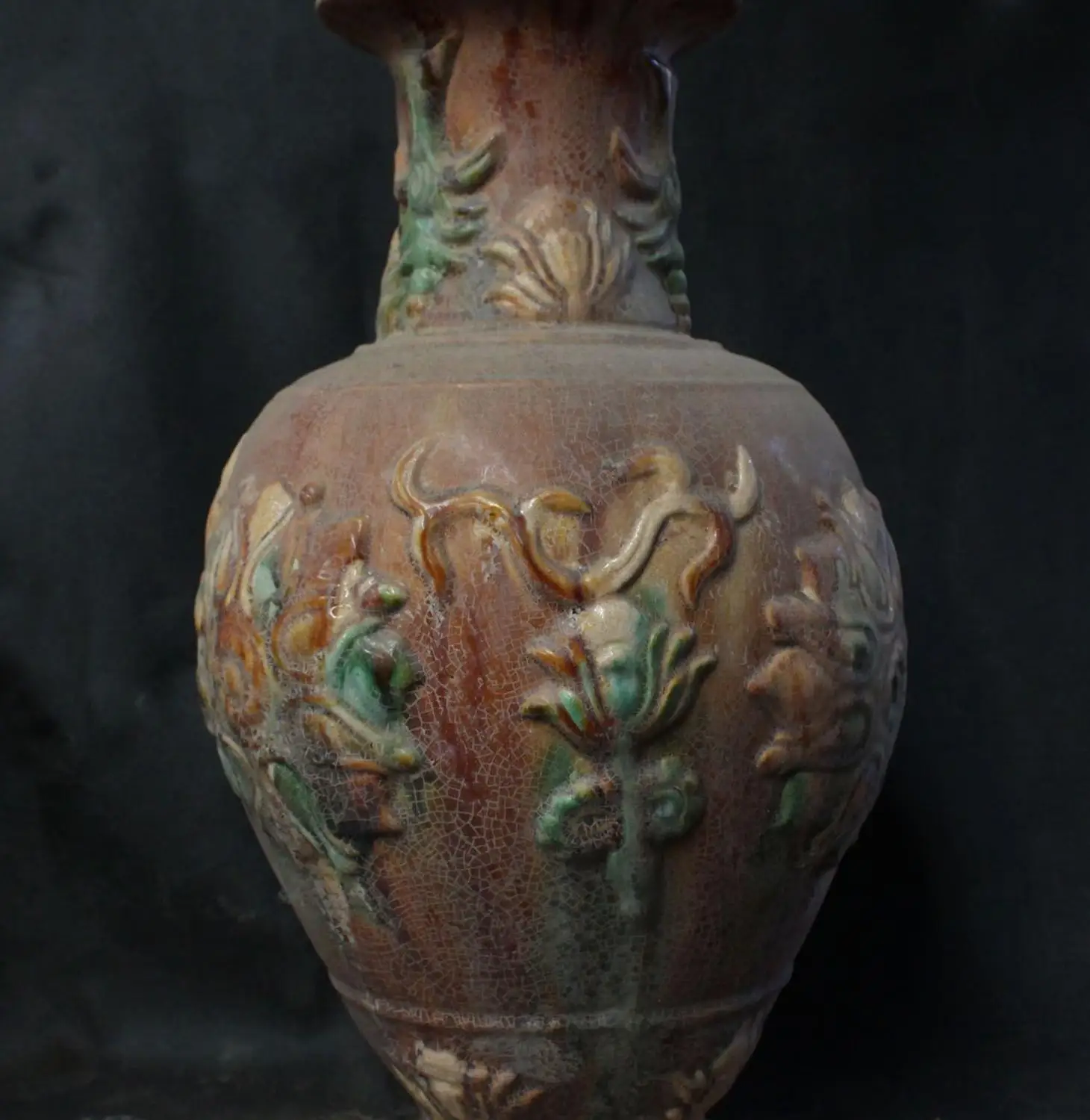 16&quotOld Imperial Dynasty Tang Sancai Pottery Porcelain Flower Vase Bottle Pot | Дом и сад