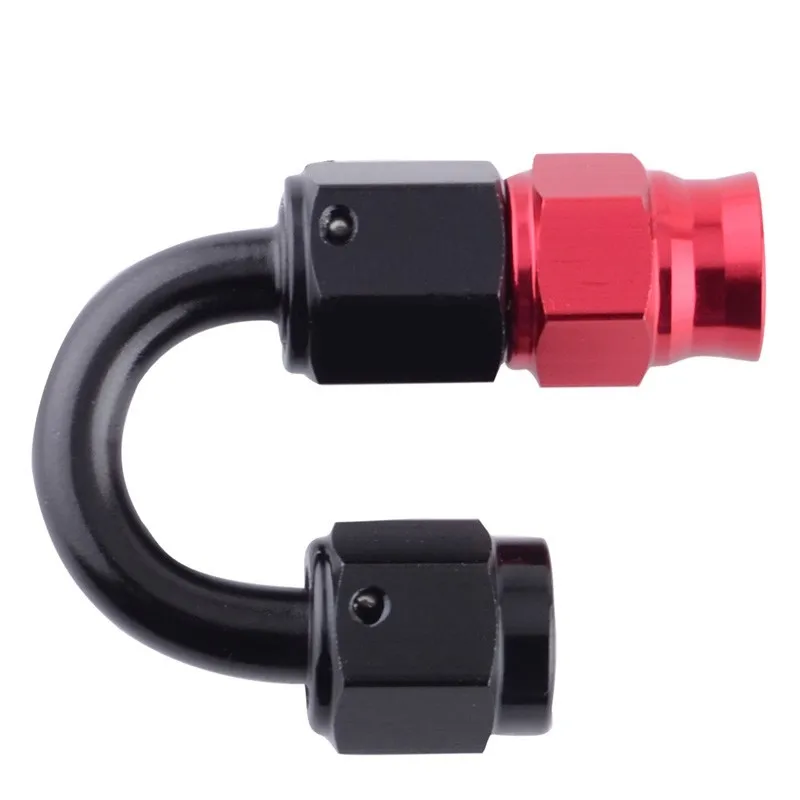 180 Degree SPEEDWOW AN3 Aluminum PTFE Fitting Adapter 0/45/90/180 Degree Fuel/Swivel Reusable Hoes End Fit Oil Hose Line E85 - Цвет: 180 Degree