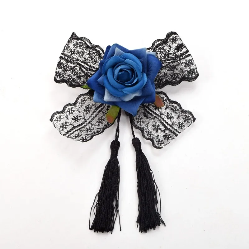 Лолита девушки Ткань Роза кружева заколка для волос/брошь Готический женский аксессуар для волос
