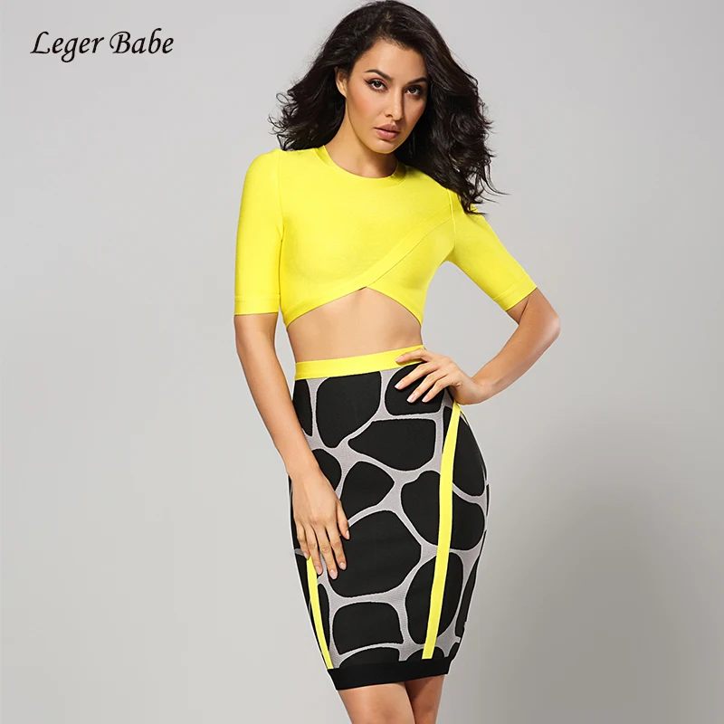 Leger Babe/Новинка 2018 Женский комплект из 2 предметов укороченный топ с рукавом до