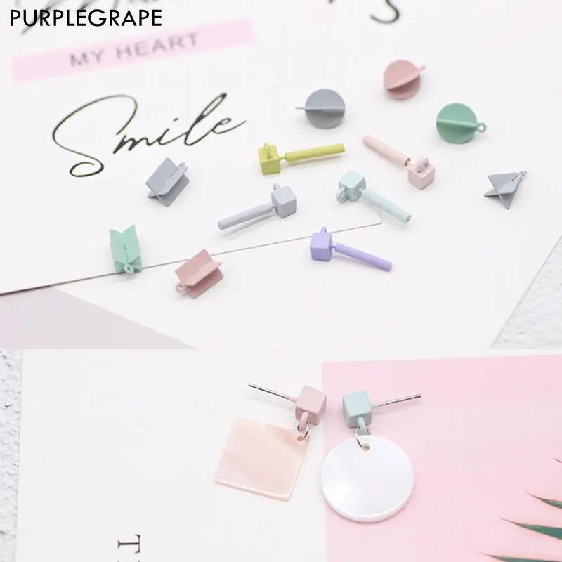 PURPLEGRAPE Мода Макарон простой квадратный ящик шикарные серьги diy кулон Девушка