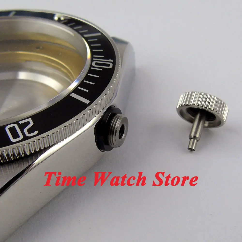 Чехол для часов с черной оправой и сапфировым стеклом 41 мм водостойкий подходит