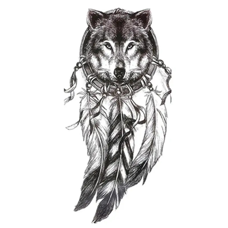 Временные татуировки с волком водостойкие для женщин поддельные ручные животные