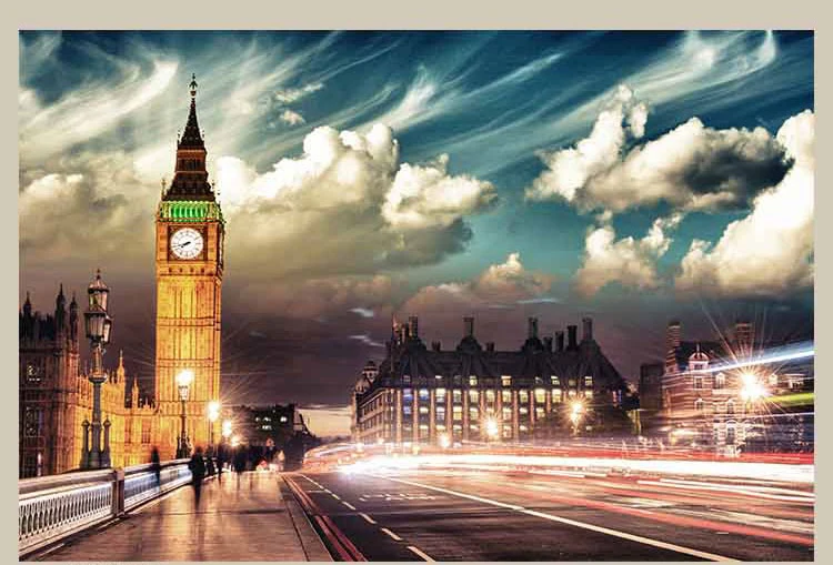 Night City Building Big Ben 3d Papel Mural Wallpaper Wall Photo Murals for Living Room Sofa Background | Обустройство дома