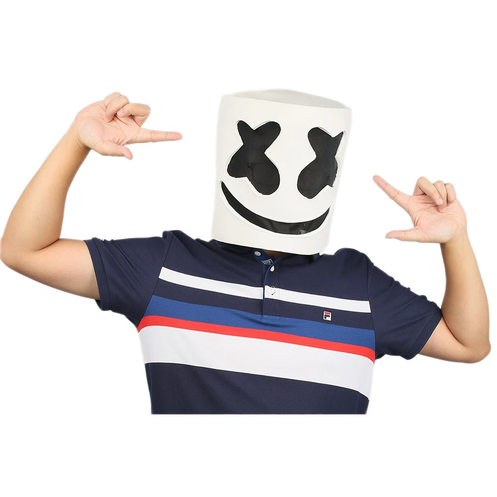X COSTUME DJ суперзвезда шлем мarshmello из белого латекса полностью Балаклава Хэллоуин
