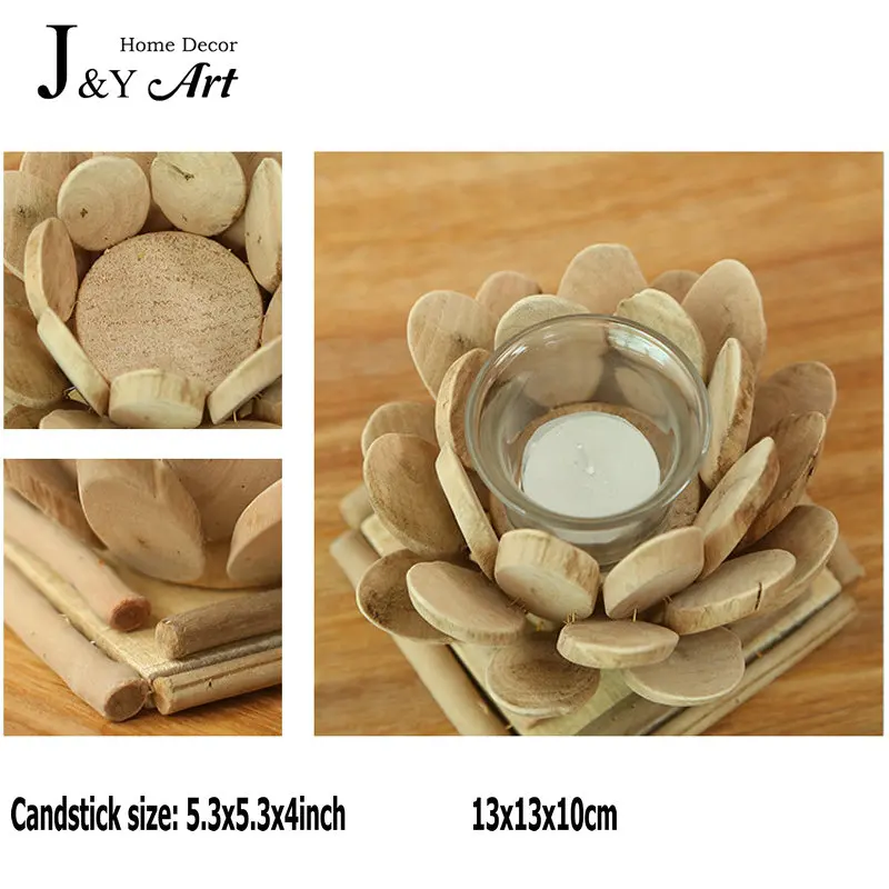 Ручной деревянные подсвечник творческие лотоса с небольшой tealight для украшения
