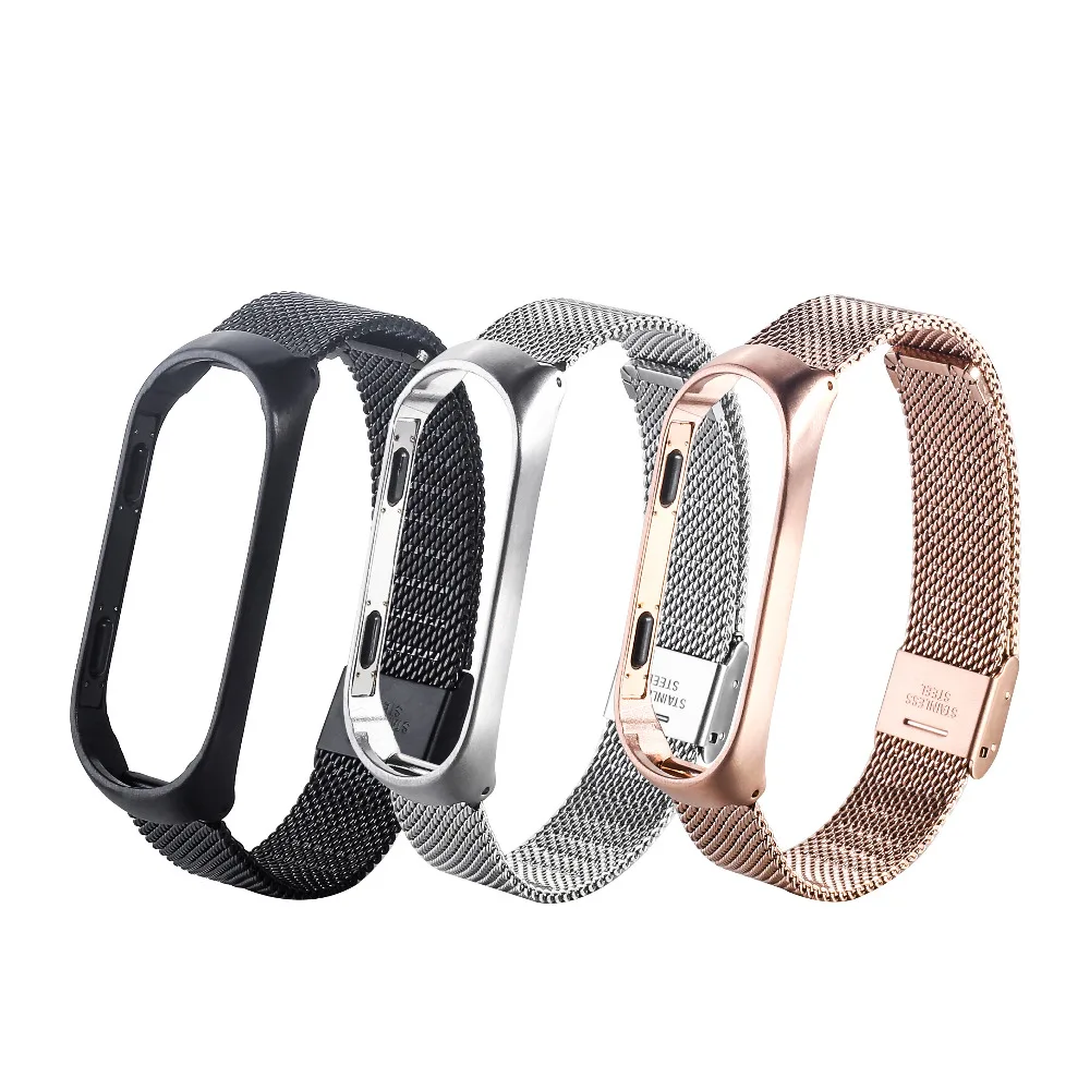Серебряный браслет из нержавеющей стали для Xiaomi M3, металлический ремешок для часов, умный Браслет Miband 3, сменные ремешки для часов 3