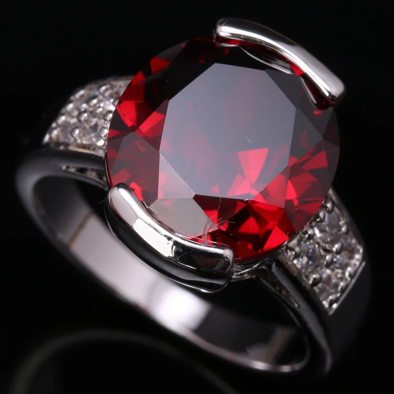 Простой овальной Oxblood красный гранат стерлингового серебра 925 Для женщин Модные