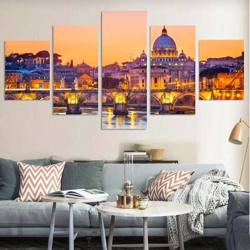 2017 Real Nordic 5 Piece Modern Chinese Flowers Paintings With Noframe Prints Pictures For Living Room Wall Home Decoracion | Дом и сад